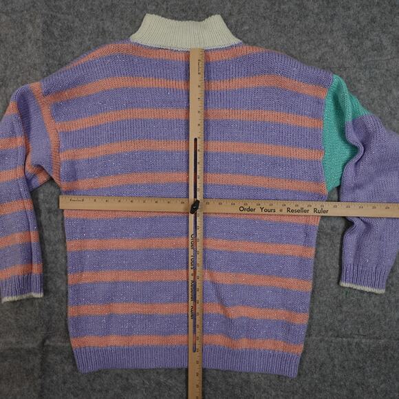 Vintage‎ Gitano Sweater Womens 18W 90s Knit 90s Pastel Metallic Artsy Mock Neck - Picture 5 of 8